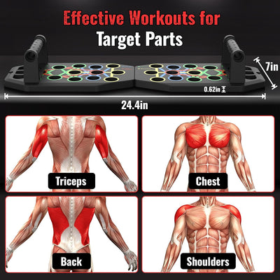 Push Up Board Bar Kit with Resistance Bands, Portable Pilates Bar for Fitness, Home Workout Gym System, Foldable Exercise Equipment for Full Body Training, Men & Women