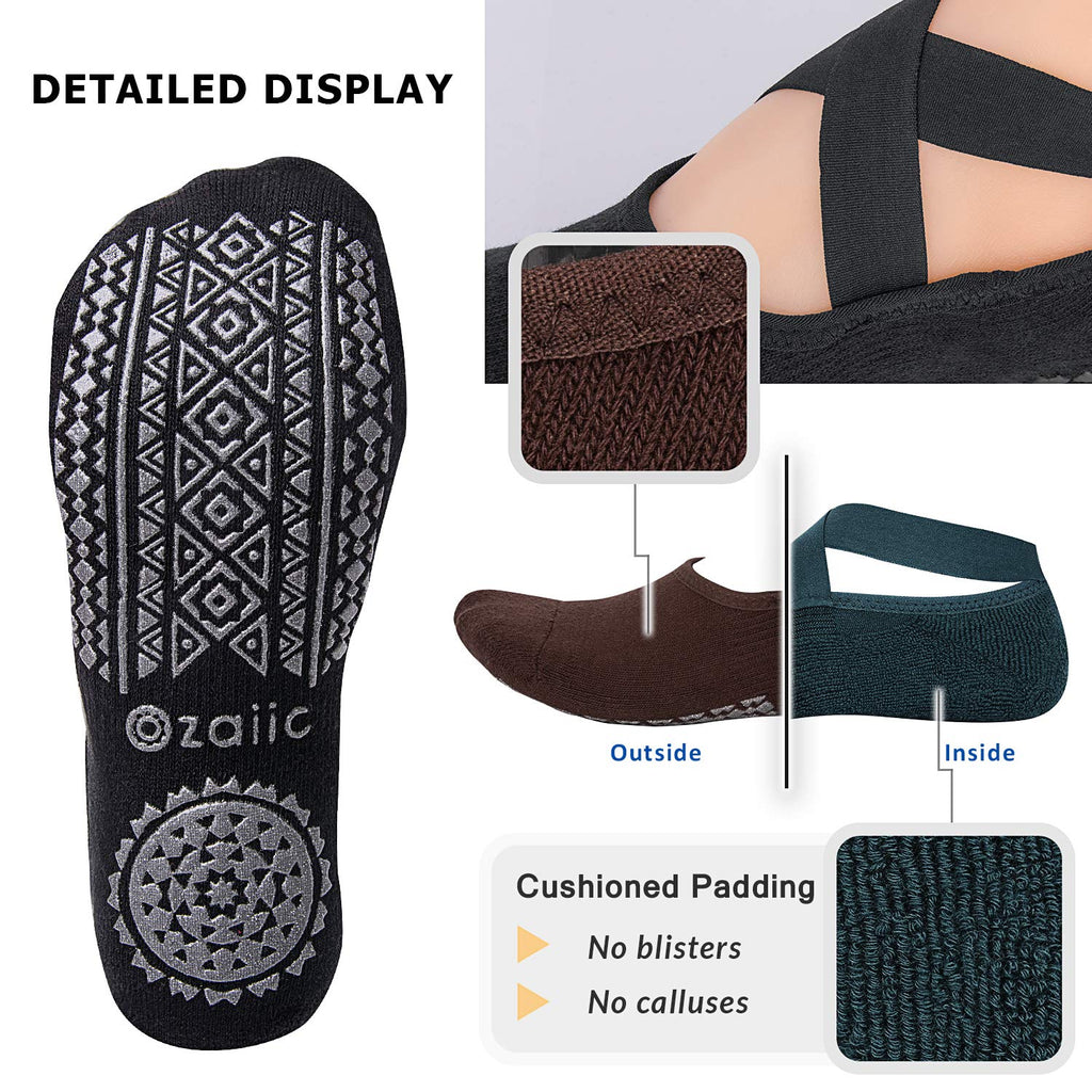 Ozaiic Pilates Socks for Women Non Slip Grip, Yoga Socks with Grippers for Barre, Hospital, Ballet, Dance, Barefoot Workout