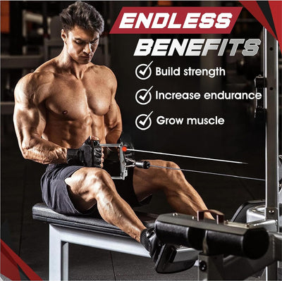 Yes4All Cable Machine Attachment, Row Handles, Tricep Rope, Straight Bar, V Bar, LAT Pulldown Accessories Load 880 LB for Home Gym