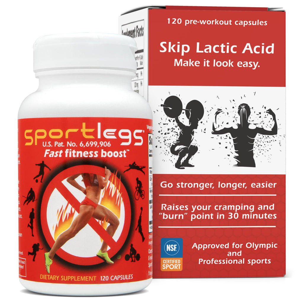 SPORTLEGS Fast Fitness Boost Pre Workout for Men and Women, Lactic Acid Supplement, Sports Endurance Fuel Endurance Supplements for Runners - 5-Cap Packet, Trial Pack of 3