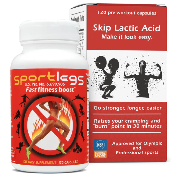 SPORTLEGS Fast Fitness Boost Pre Workout for Men and Women, Lactic Acid Supplement, Sports Endurance Fuel Endurance Supplements for Runners - 5-Cap Packet, Trial Pack of 3