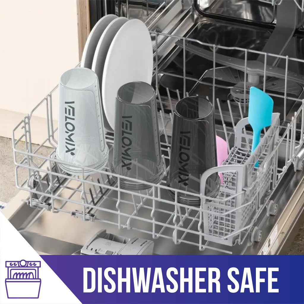 VELOMIX -4 PACK- 28 oz Protein Shaker Bottle for Protein Mixes - 4x Wire Whisk | Leak Proof Shaker Cups for Protein Shakes | Protein Shaker Bottle Pack | Protein Shake Cup (Brown)