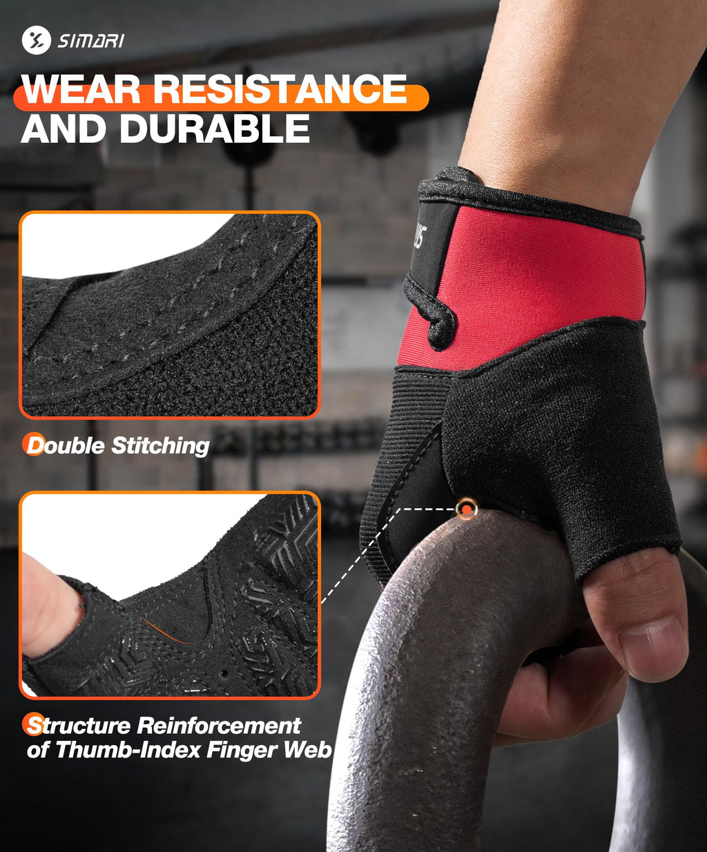 SIMARI Breathable Workout Gloves for Men & Women, Weight Lifting Gloves with Padded, Grip, Full Palm Protection, Gift for Gym Exercise, Cycling, Weightlifting Training, Fitness, Black, Pink, Size