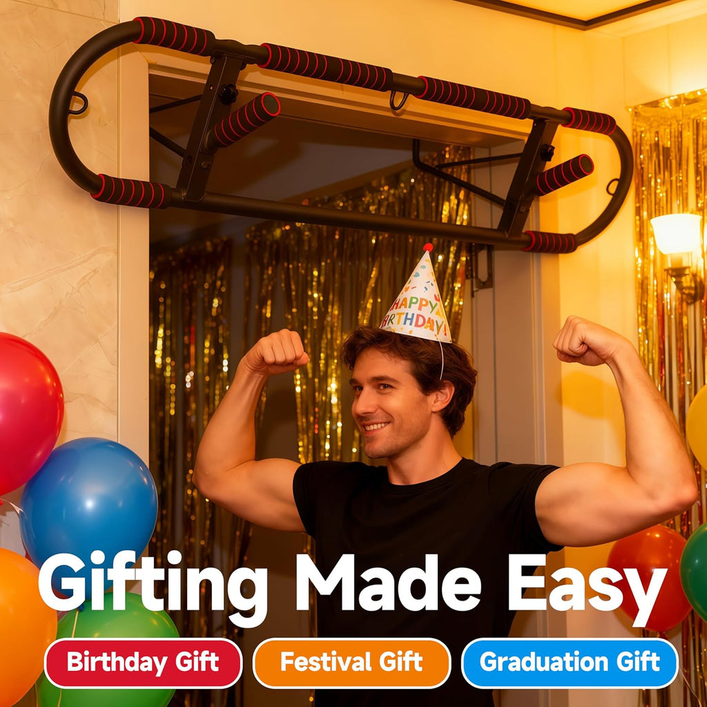 Adjustable Pull-Up Bar for Doorway - Heavy Duty, No Screw Installation, Multi-Function for Home Gym, Strength Training, JARGUUO