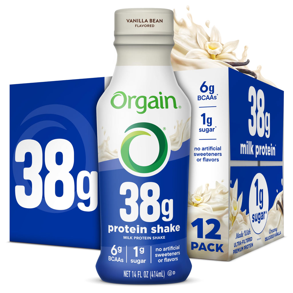 Orgain 30g High Protein Shake, Dairy Isolate Milk Protein, Vanilla Bean, 5g BCAAs, 1g Sugar Per Serving, Meal Replacement, Ready to Drink, Keto Friendly, Gluten-Free 11 Fl Oz (Pack of 12)