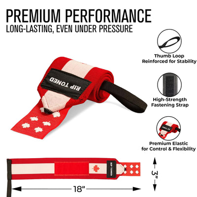Rip Toned 18” Wrist Wraps - USPA Endorsed Wrist Straps for Weightlifting - Quality Wrist Support - Adjustable, Durable, Machine Washable - Gym Wraps for Powerlifting - for Men & Women