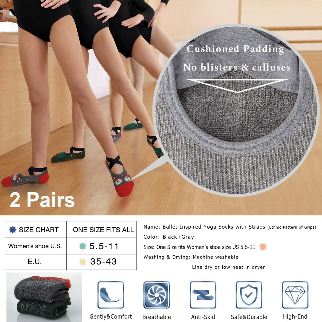 Ozaiic Pilates Socks for Women Non Slip Grip, Yoga Socks with Grippers for Barre, Hospital, Ballet, Dance, Barefoot Workout