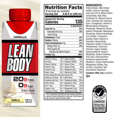 Labrada Lean Body Ready-to-Drink Cookies and Cream Protein Shake, 40g Protein, Whey Blend , 0 Sugar, Gluten No, 22 Vitamins & Minerals, (Recyclable Carton & Lid - Pack of 12) LABRADA , 17 Fl Oz (Pack of 12)