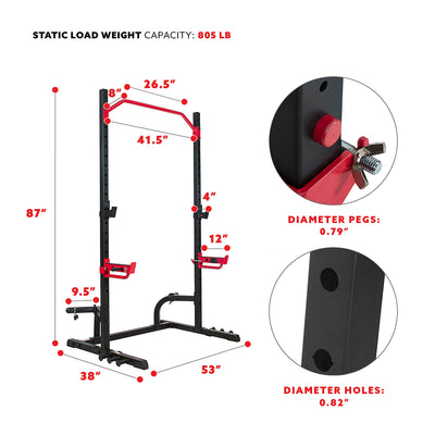Sunny Health & Fitness Multifunctional Strength Training Home Gym – Complete Workout Equipment with Training Attachments, Optional Squat Stand, Power Rack Cage, Adjustable Incline Bench