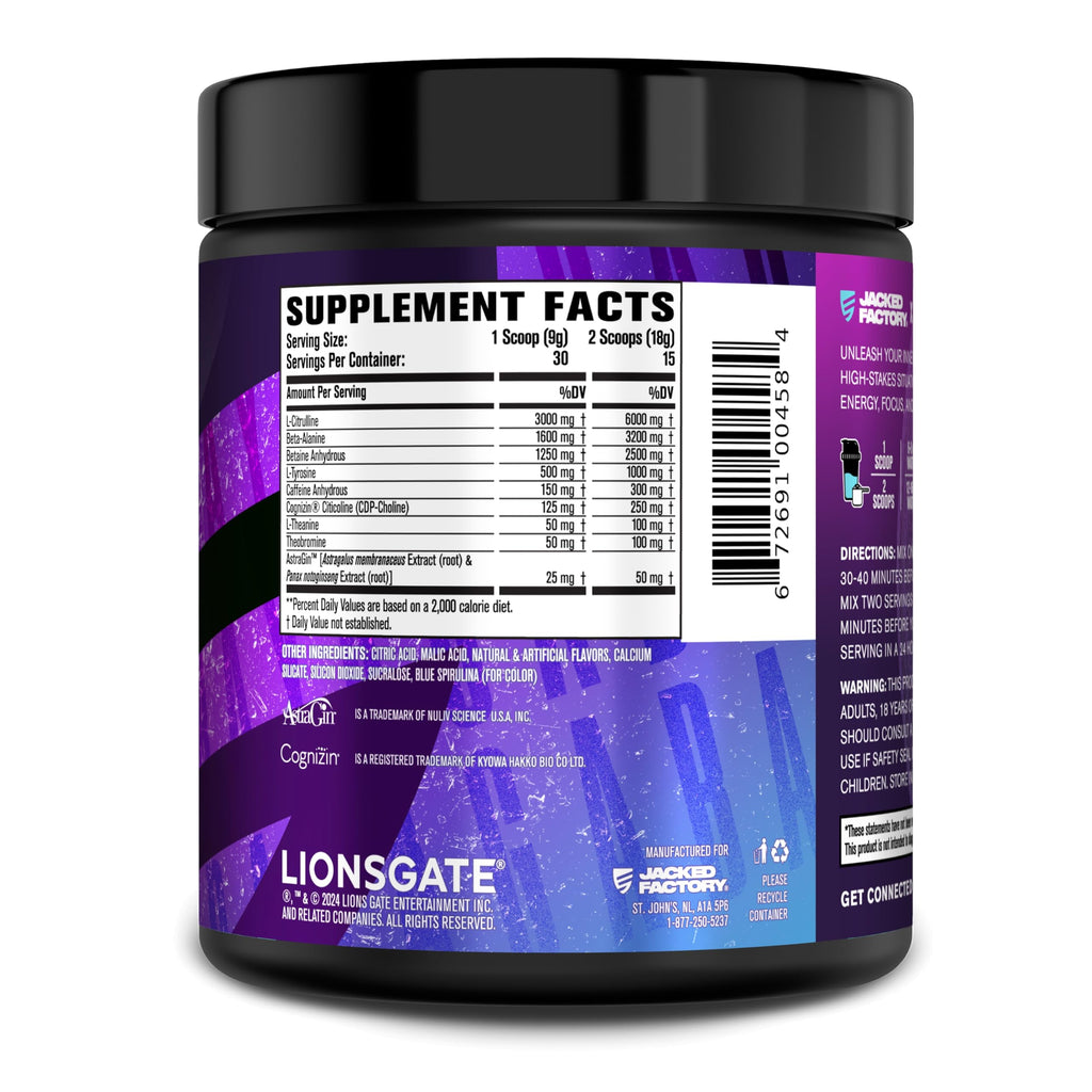 Jacked Factory NITROSURGE Pre Workout Supplement - Endless Energy, Instant Strength Gains, Clear Focus, Intense Pumps - NO Booster & Preworkout Powder with Beta Alanine - 30 Servings, Cherry Limeade