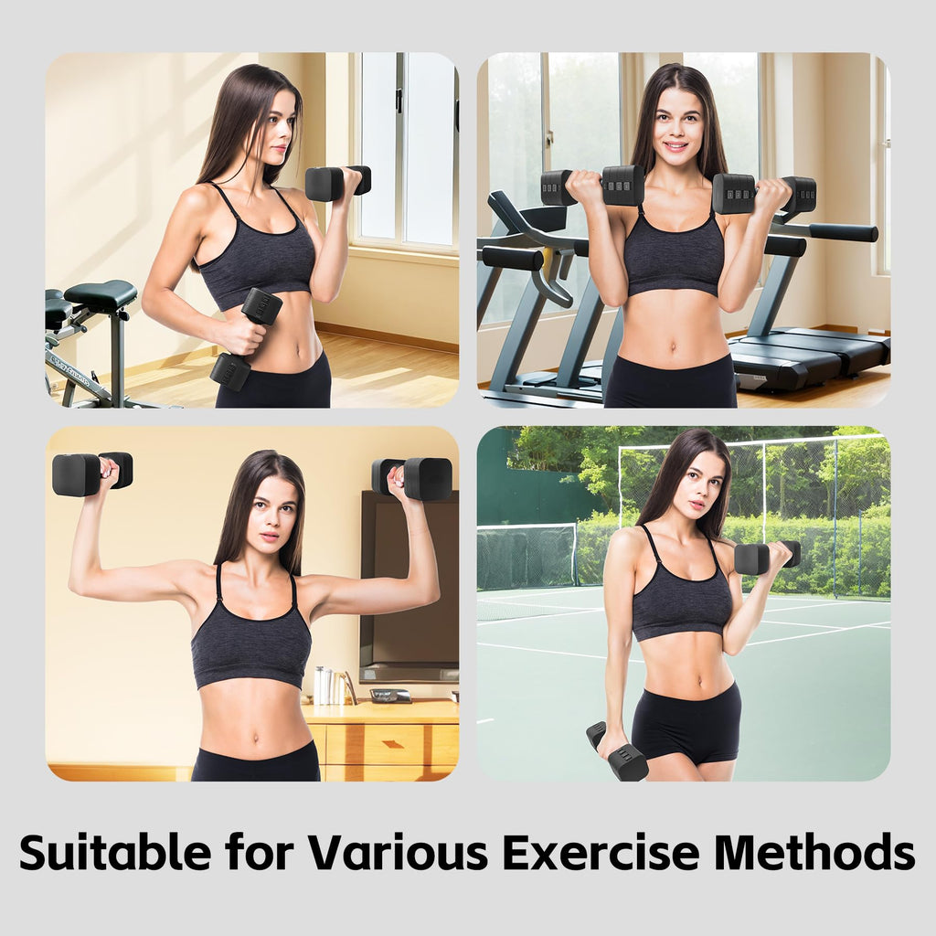 20LBS Adjustable Dumbbell Set, 4 in 1 Free Weights Dumbbells Set for,4lb 6lb 8lb 10lb, with Metal Non Slip Handle，Quick Change，Home Gym Strength Training Equipment for Men and Women