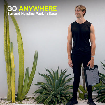 EVO Gym - Portable Home Gym Strength Training Equipment, at Home Gym | All in One Gym - Resistance Bands, Base Holds Gym Bar & Handles for Travel | Portable Gym & Home Exercise Equipment