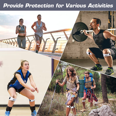 IPOW 2 Pack Knee Pain Relief & Patella Stabilizer Knee Strap Brace Support for Hiking, Soccer, Basketball, Running, Jumpers Knee, Tennis, Tendonitis, Volleyball & Squats, Black