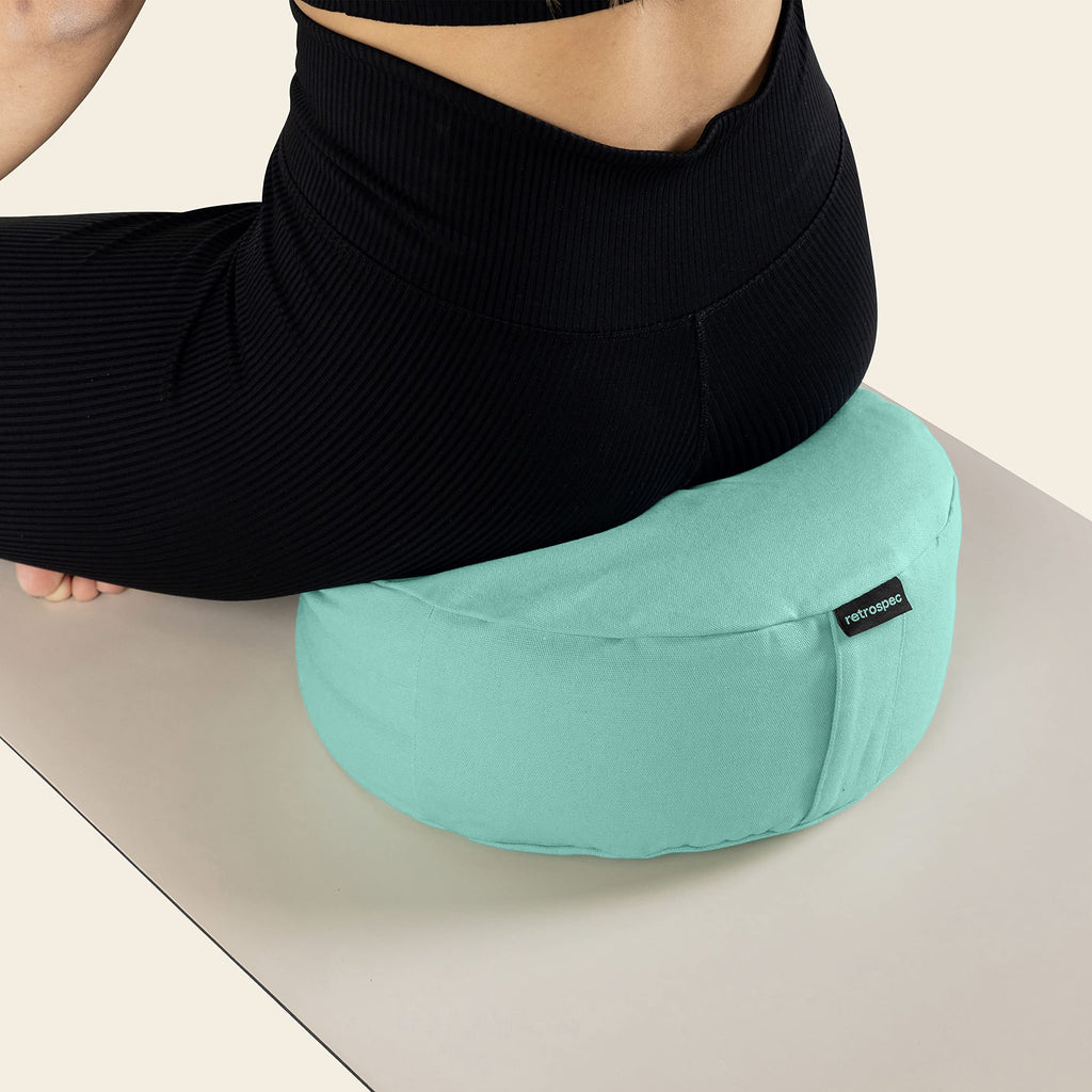 Retrospec Sedona Zafu Meditation Cushion Filled w/Buckwheat Hulls - Yoga Pillow for Meditation Practices - Machine Washable 100% Cotton Cover & Durable Carry Handle, Round