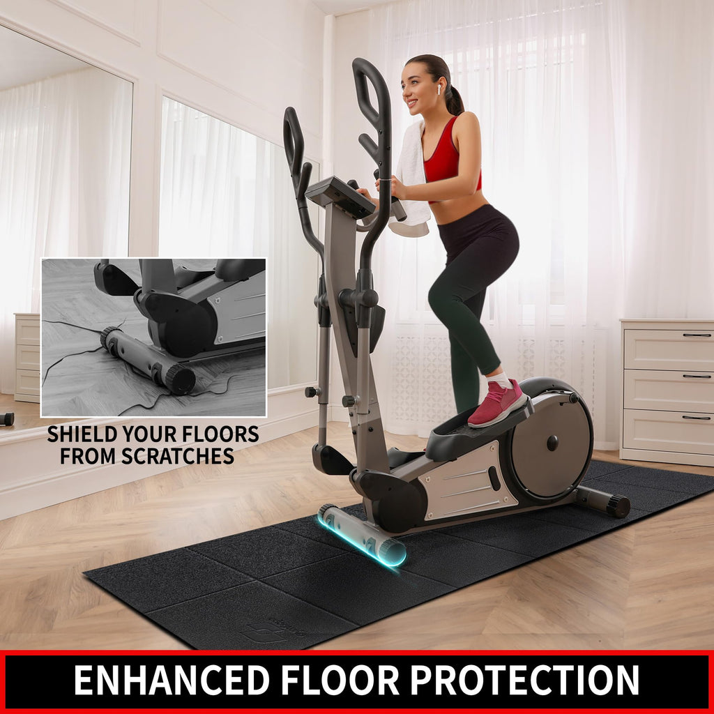 Treadmill Mat, 7'x3'/6'x3'/6'x2.5'/5.6'x2'/4'x2', 6mm Thick Exercise Equipment Gym Mat for Hardwood FloorCarpet, Compatible with Peloton Bike, Indoor Spin Bike, Elliptical