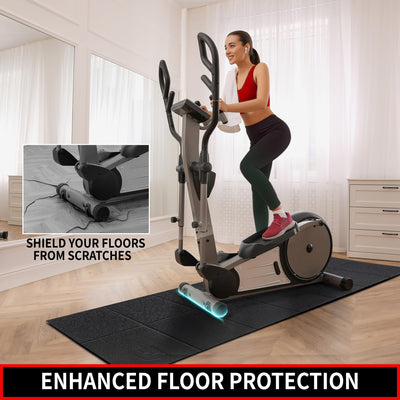 Treadmill Mat, 7'x3'/6'x3'/6'x2.5'/5.6'x2'/4'x2', 6mm Thick Exercise Equipment Gym Mat for Hardwood FloorCarpet, Compatible with Peloton Bike, Indoor Spin Bike, Elliptical