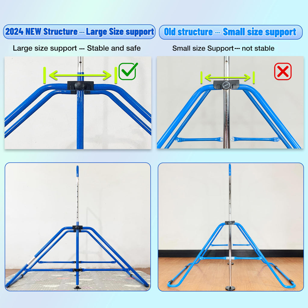 MARFULA Foldable Gymnastic Bar for Kids Ages 3-9, 9 Height Levels, 200 lbs Weight Capacity, 5 Ft Length Gymnastic Kip Bar with Mat, Gymnastic Equipment for Home and Gym Center Indoor Outdoor Use