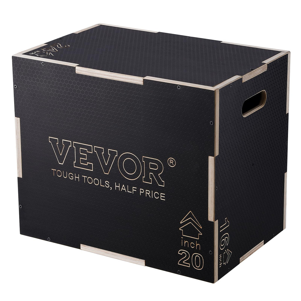 VEVOR 3 in 1 Plyometric Jump Box, Easy-to-Assemble Wood Plyo Box for Jumping Trainers, Home Gym Training and Conditioning