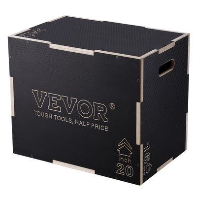VEVOR 3 in 1 Plyometric Jump Box, Easy-to-Assemble Wood Plyo Box for Jumping Trainers, Home Gym Training and Conditioning