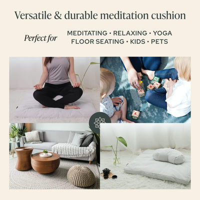 Mindful & Modern Zabuton Meditation Mat - Cotton Filled Yoga and Meditation Pad - Zabuton Meditation Cushion for Kneeling and Sitting Support - Large Rectangular Sitting Floor Pillow for Bench or Zafu
