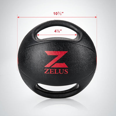 ZELUS Medicine Ball with Dual Grip| 10/20 lbs Exercise Ball |Weight Ball with Handles| Textured Grip Exercise Ball |Strength Training| Core Workouts