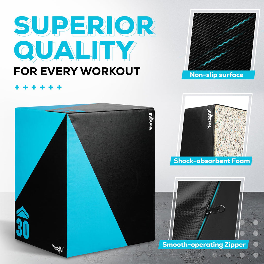 Yes4All 3 in 1 Foam Plyometric Jump Box for Training & Conditioning - Plyo Jump Box for Fitness Workout Exercise