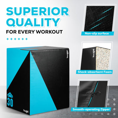 Yes4All 3 in 1 Foam Plyometric Jump Box for Training & Conditioning - Plyo Jump Box for Fitness Workout Exercise