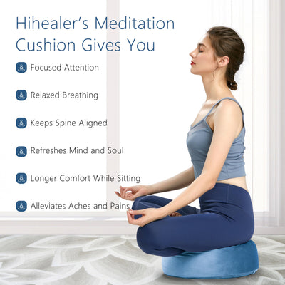 Hihealer Meditation Cushion, Traditional Tibetan Meditation Pillow Velvet Cover - Large Floor Cushion Seating for Adults - Yoga Buckwheat Bolster for Women、Moms