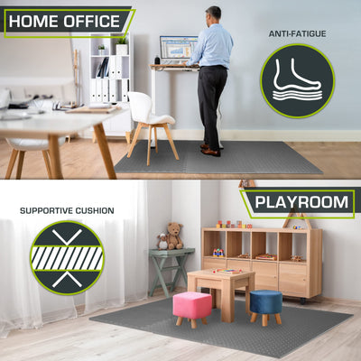 ProsourceFit Puzzle Exercise Mat ½ in, EVA Interlocking Foam Floor Tiles for Home Gym, Mat for Home Workout Equipment, Floor Padding for Kids, Black, 24 in x 24 in x ½ in, 24 Sq Ft - 6 Tiles