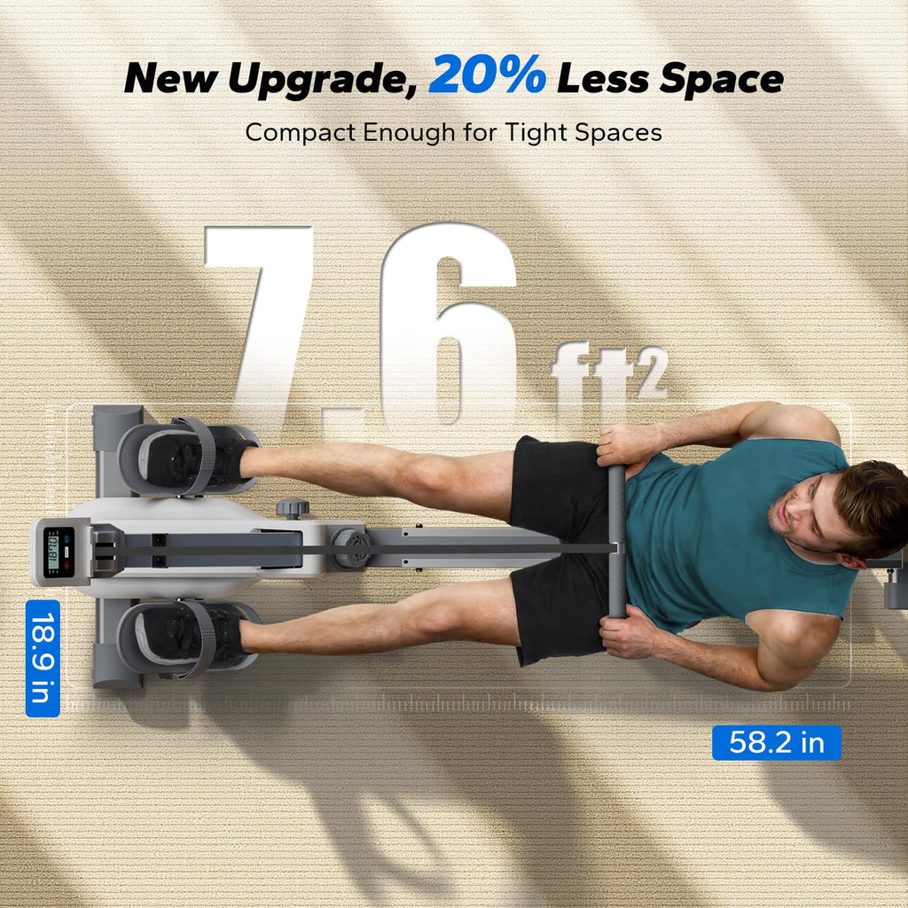 MERACH Foldable Rowing Machines for Home, Magnetic Rowing Machine with 16-Level, Compact Row Saves 20% Space, 350 LBS Load Capacity, Free MERACH App and 1000+ Champion Coaching Course & Games