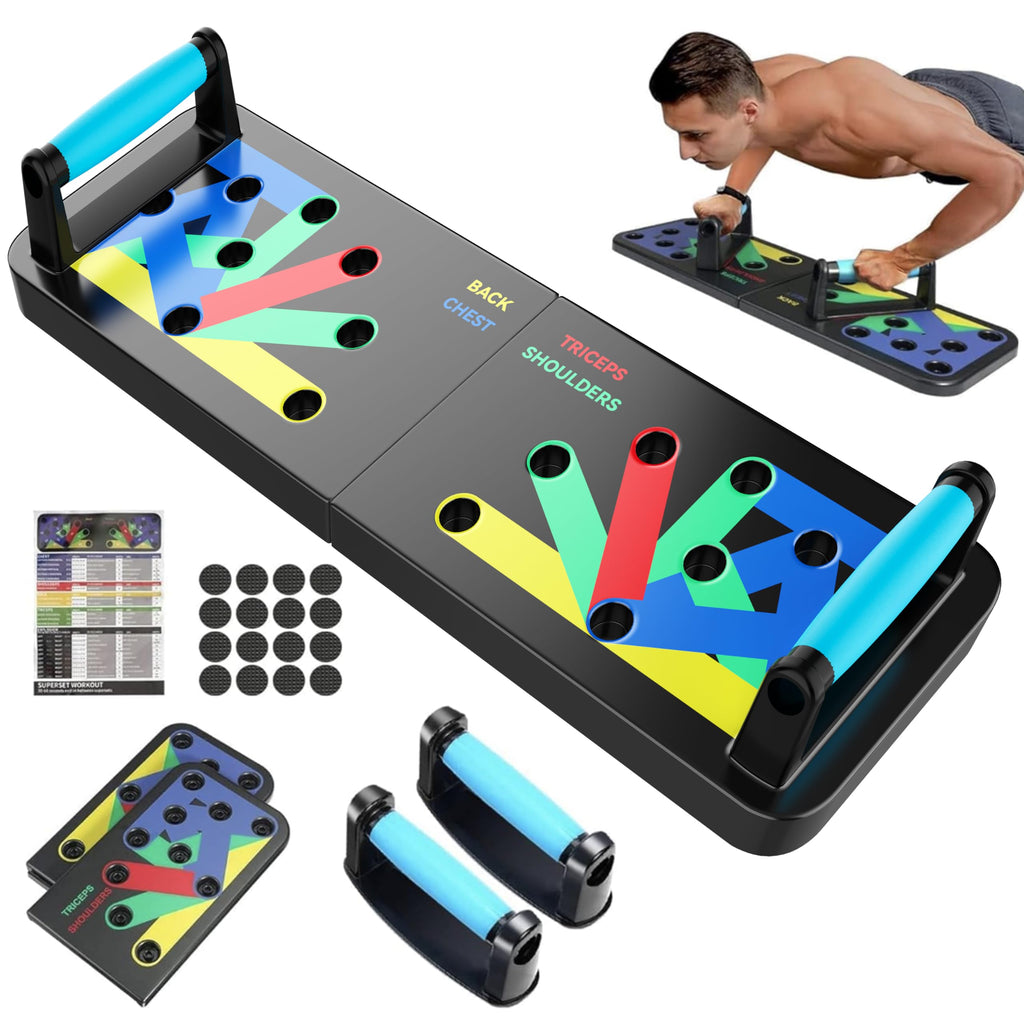 Solid Push Up Board 15 in 1 Home Workout Equipment Multi-Functional Pushup Stands System Fitness Floor Chest Muscle Exercise Professional Equipment Burn Fat Strength Training Arm Men & Women Weights