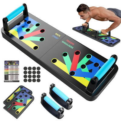 Solid Push Up Board 15 in 1 Home Workout Equipment Multi-Functional Pushup Stands System Fitness Floor Chest Muscle Exercise Professional Equipment Burn Fat Strength Training Arm Men & Women Weights