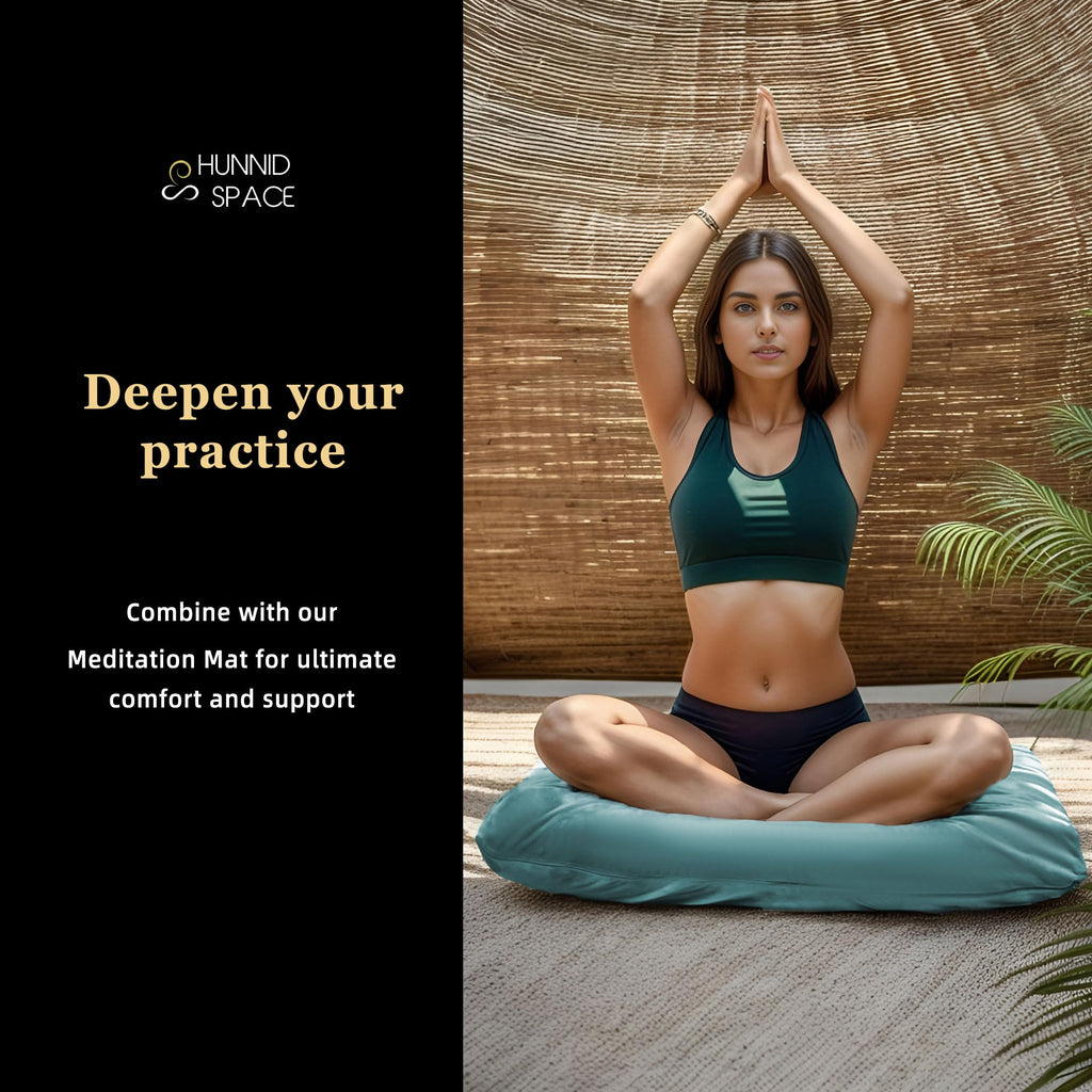 Meditation Zafu Cushion Set with Buckwheat Hulls & Memory Foam - Ergonomic Support for Yoga & Sitting - Removable Machine-Washable Luxury Velvet Cover - for Adults and Kids (Blue)