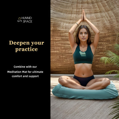 Meditation Zafu Cushion Set with Buckwheat Hulls & Memory Foam - Ergonomic Support for Yoga & Sitting - Removable Machine-Washable Luxury Velvet Cover - for Adults and Kids (Blue)