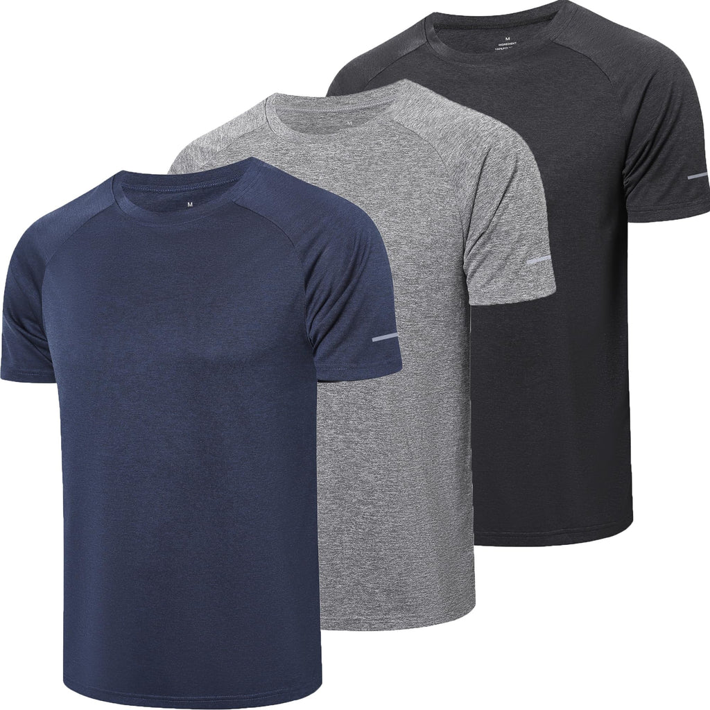 frueo Men's 1/3 Pack Workout Shirts Quick Dry Moisture Wicking Short Sleeve Mesh Athletic T-Shirts