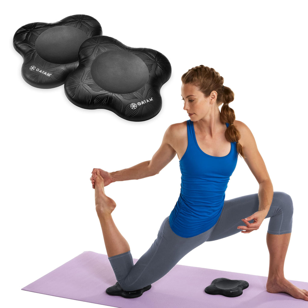 Gaiam Yoga Knee Pads (Set of 2) - Yoga Props and Accessories for Women/Men Cushions Knees and Elbows for Fitness, Travel, Meditation, Kneeling, Balance, Floor, Pilates
