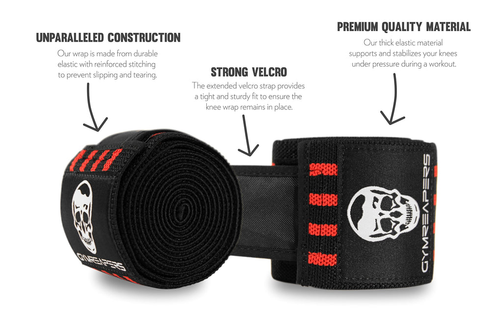 Gymreapers Knee Wraps for Squats and Powerlifting 72 Inch Compression Wraps with Strap for Men & Women Weightlifting Support
