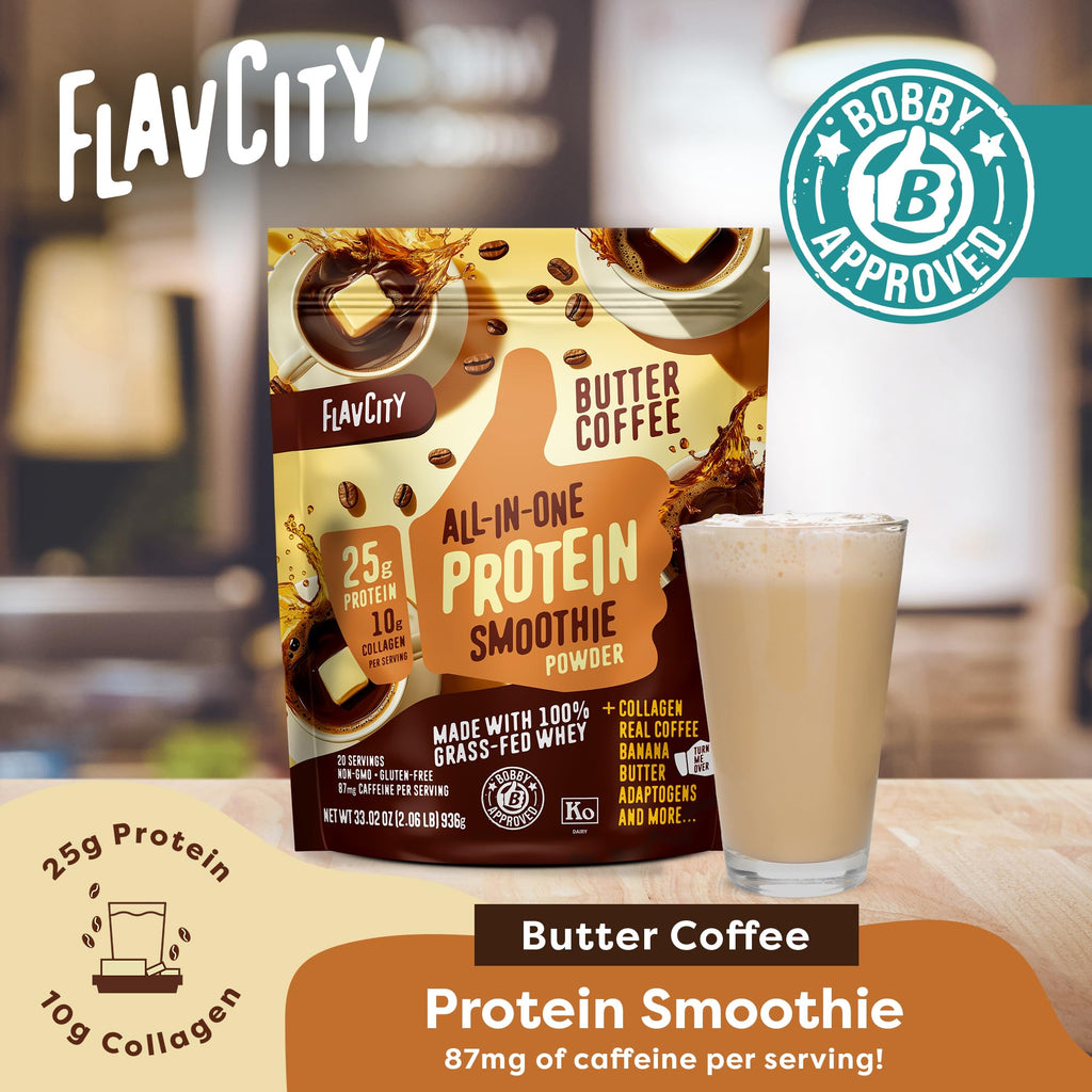 FlavCity Grass Fed Whey Chocolate Protein Powder - Chocolate Peanut Butter - 25g Protein & 10g Collagen - Made with Organic Cocoa & Coconut Milk - Gluten Free & No Added Sugars (20 Servings)
