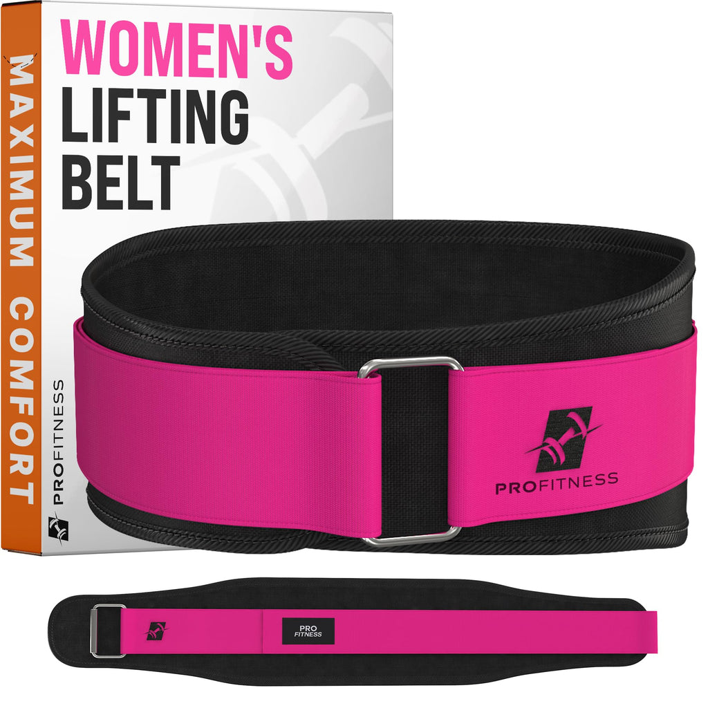 ProFitness Weight Lifting Belt for Women - 4'' Wide Comfortable Workout Belt for Women - Weight Belt for Women Squats & Deadlifts - Back Support Weight Lifting Belt Women & Men