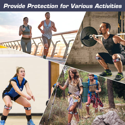 IPOW 2 Pack Knee Pain Relief & Patella Stabilizer Knee Strap Brace Support for Hiking, Soccer, Basketball, Running, Jumpers Knee, Tennis, Tendonitis, Volleyball & Squats, Black