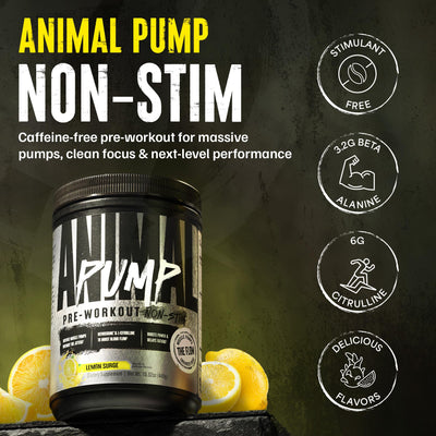 Animal Pump NS Stim-Free Pre Workout Powder for Men & Women - Caffeine-Free Preworkout for Energy, Focus, and Muscle Builder, Beta Alanine, Citrulline, Nitrosigine and Nootropics, Dragon Berry, 440g