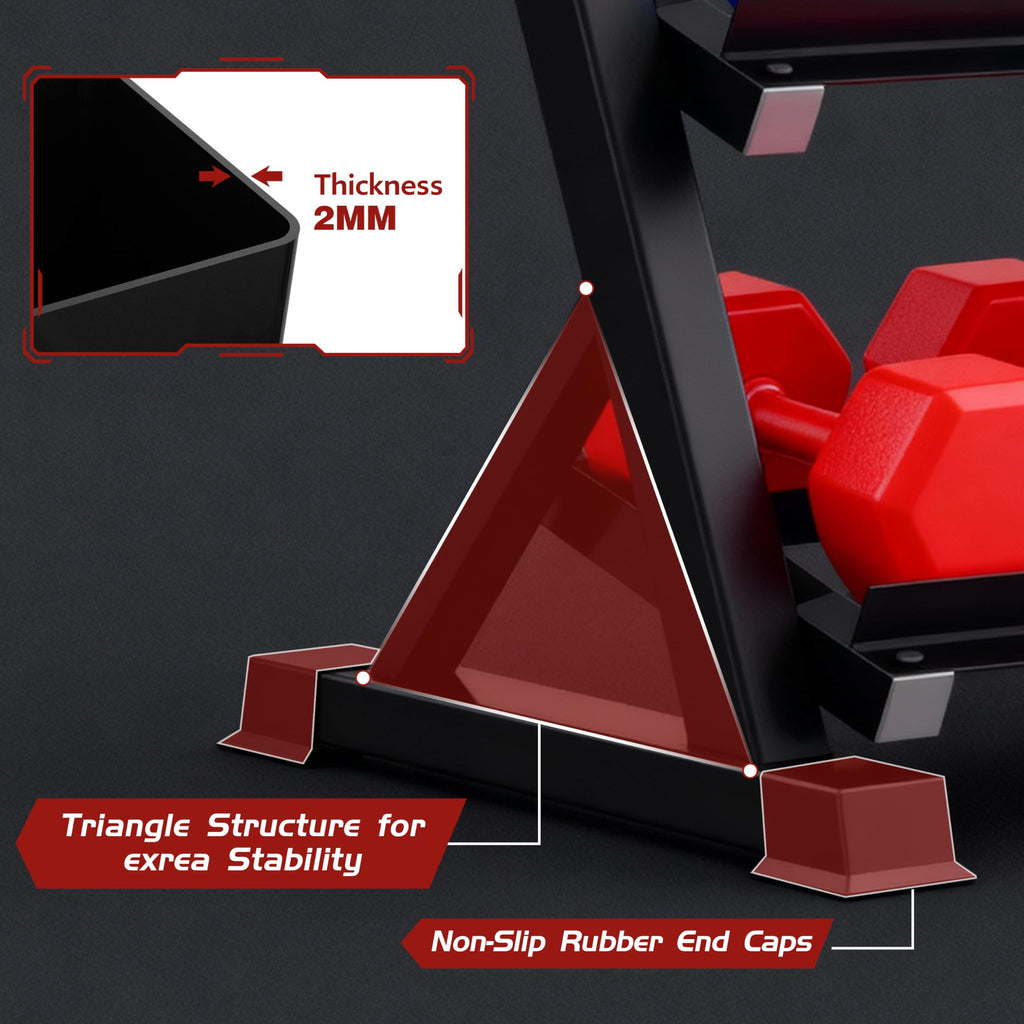 Zlinke 3-Tier Dumbbell Rack Multilevel Weight Storage Organizer for Home Gym, Weight Rack for Dumbbells, Kettlebells,1100LBS Capacity (Rack Only)