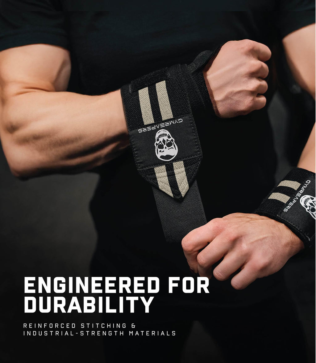 Gymreapers Weightlifting Wrist Wraps (IPF Approved) 18" Professional Quality Wrist Support with Heavy Duty Thumb Loop - Best Wrap for Powerlifting Competition, Strength Training, Bodybuilding