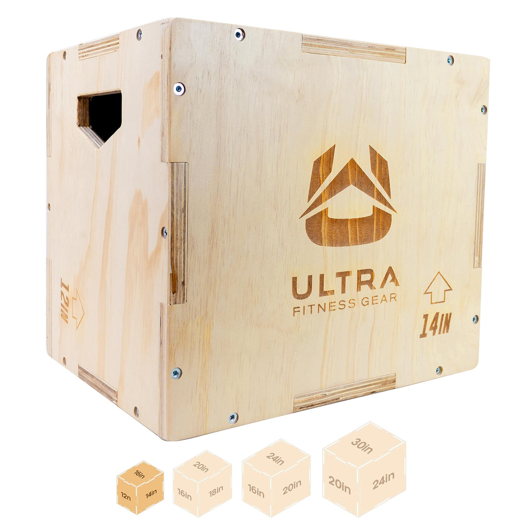 Ultra Fitness Gear Wooden Plyo Box, 31 Plyometric Jump Training Squat, Step Up, Jumps & More Workout Size S, M, L, XL