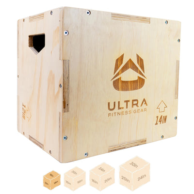 Ultra Fitness Gear Wooden Plyo Box, 31 Plyometric Jump Training Squat, Step Up, Jumps & More Workout Size S, M, L, XL