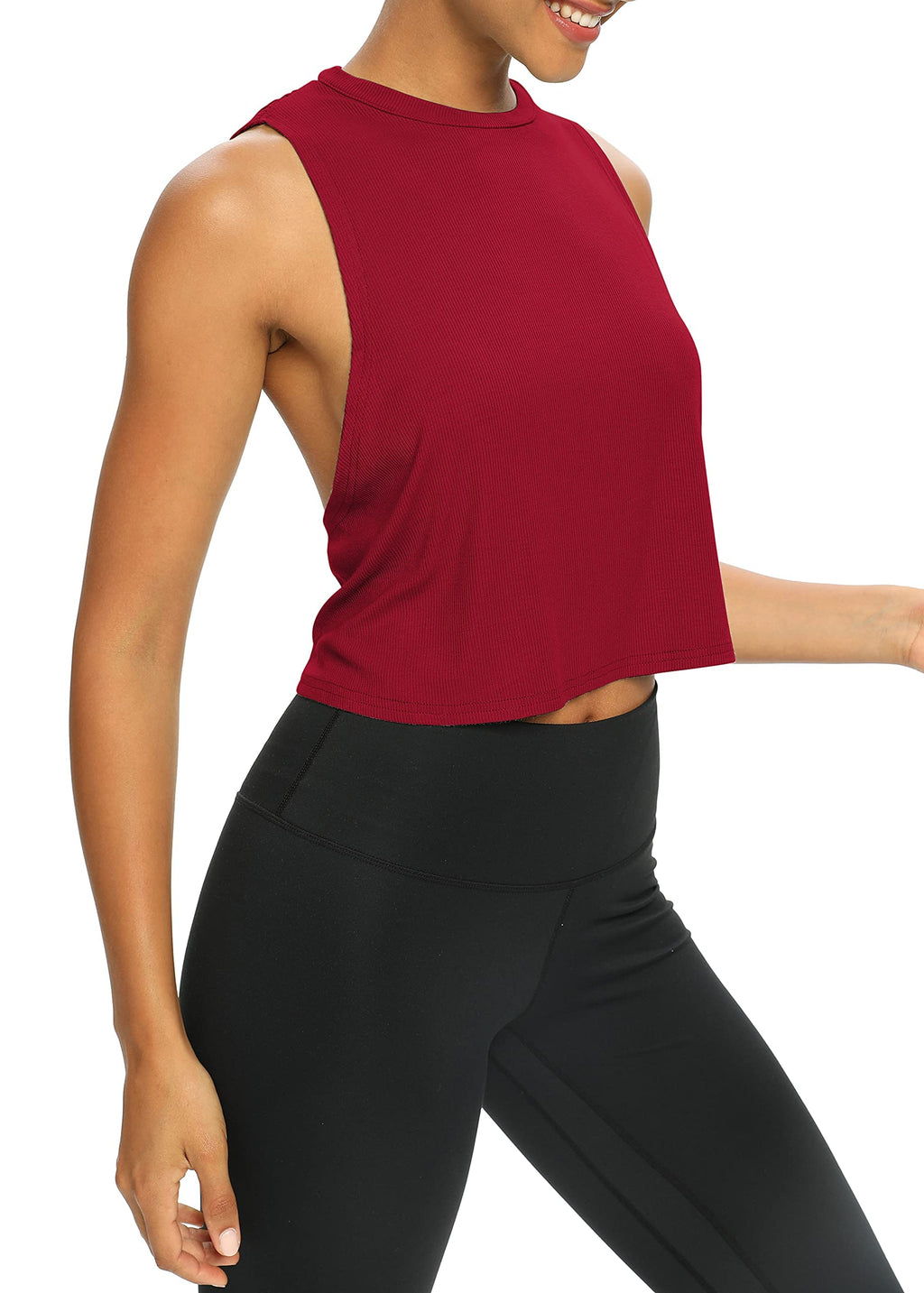 Bestisun Womens Open Back Workout Shirts Cropped Yoga Tank Tops Backless Athletic Clothes