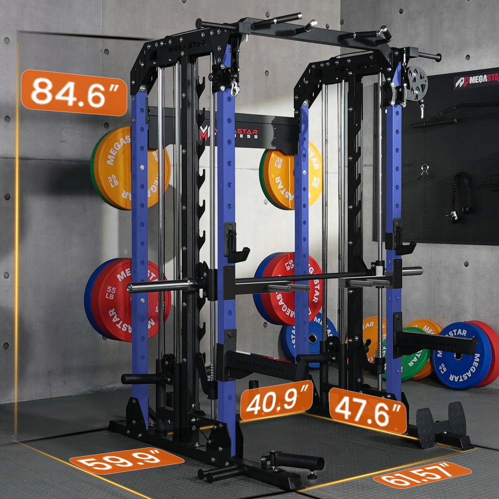 Smith Machine Home Gym with Aluminum Pulley Set- 2000lbs Capacity All-in-One Power Rack with Cable Crossover, Pull-Up Bar & Dip Station, Includes 18 Attachments, P107 Anvil