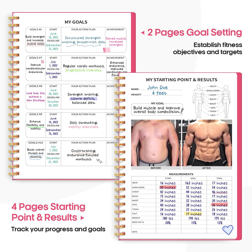 Fitness Workout Journal for Women & Men, A5(5.5" x 8.2") Workout Log Book Planner for Tracking, Progress, and Achieving Your Wellness Goals - Green