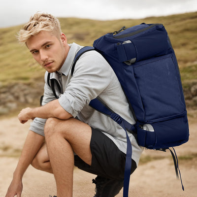 Gym Bag for Men with 2 Upgraded Bottle Holders Convertible Duffle Bag and Gym Backpack Waterproof Sports Bags with Shoes Compartment and Wet Pocket - Black