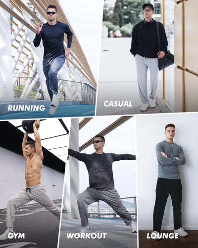 3 Pack Mens Sweatpants with Pockets - Mesh Open Bottom Athletic Joggers for Men Loose Fit Gym Workout Running Casual Pants